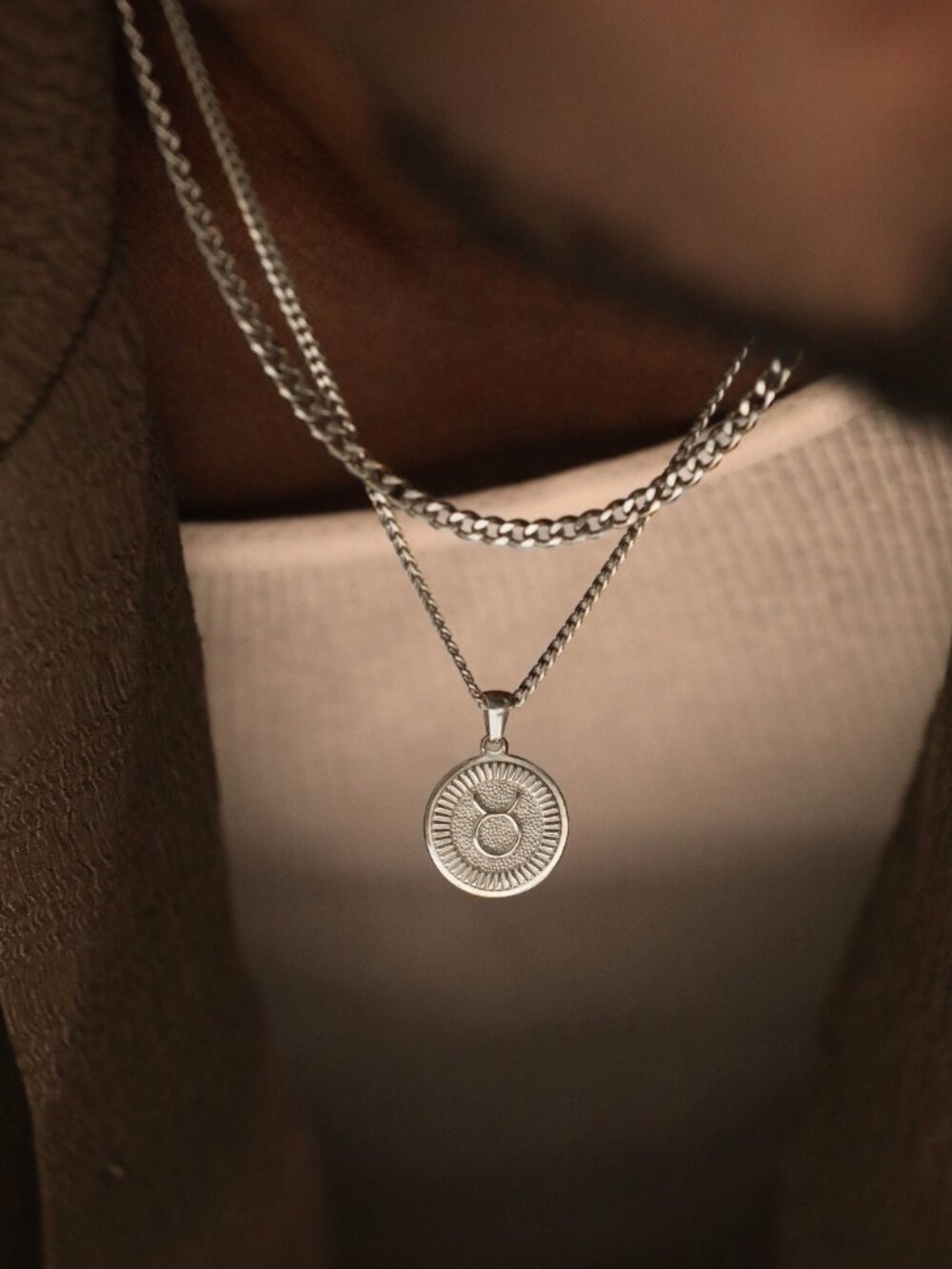 Men's Silver Taurus Pendant Necklace